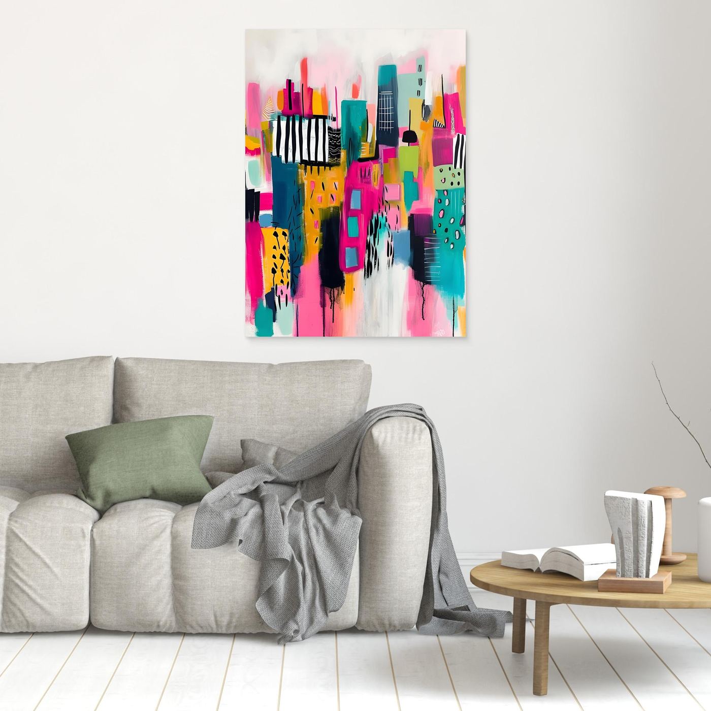 Colorful Abstract Cityscape Canvas | Modern Urban Skyline Expressionist