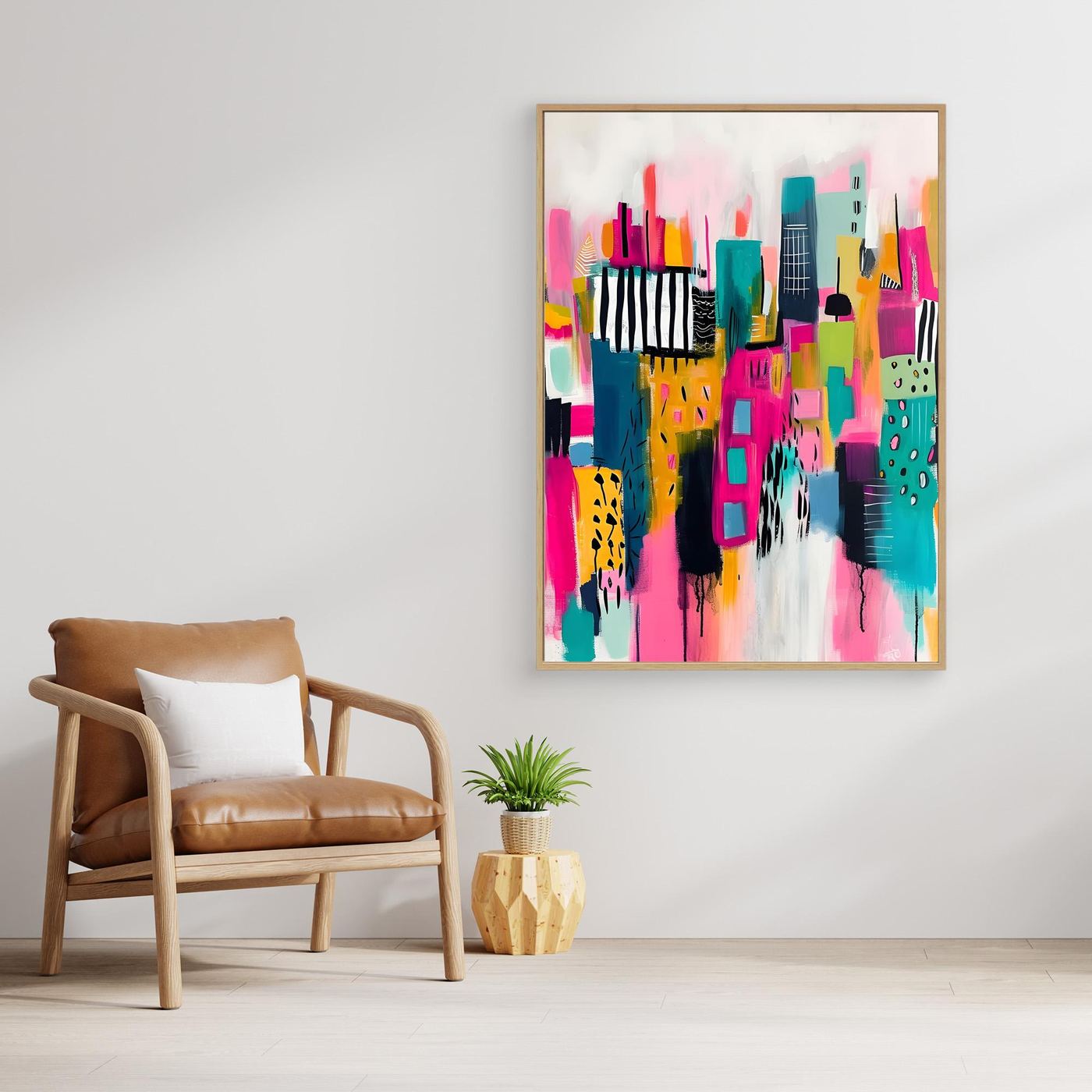 Colorful Abstract Cityscape Canvas | Modern Urban Skyline Expressionist