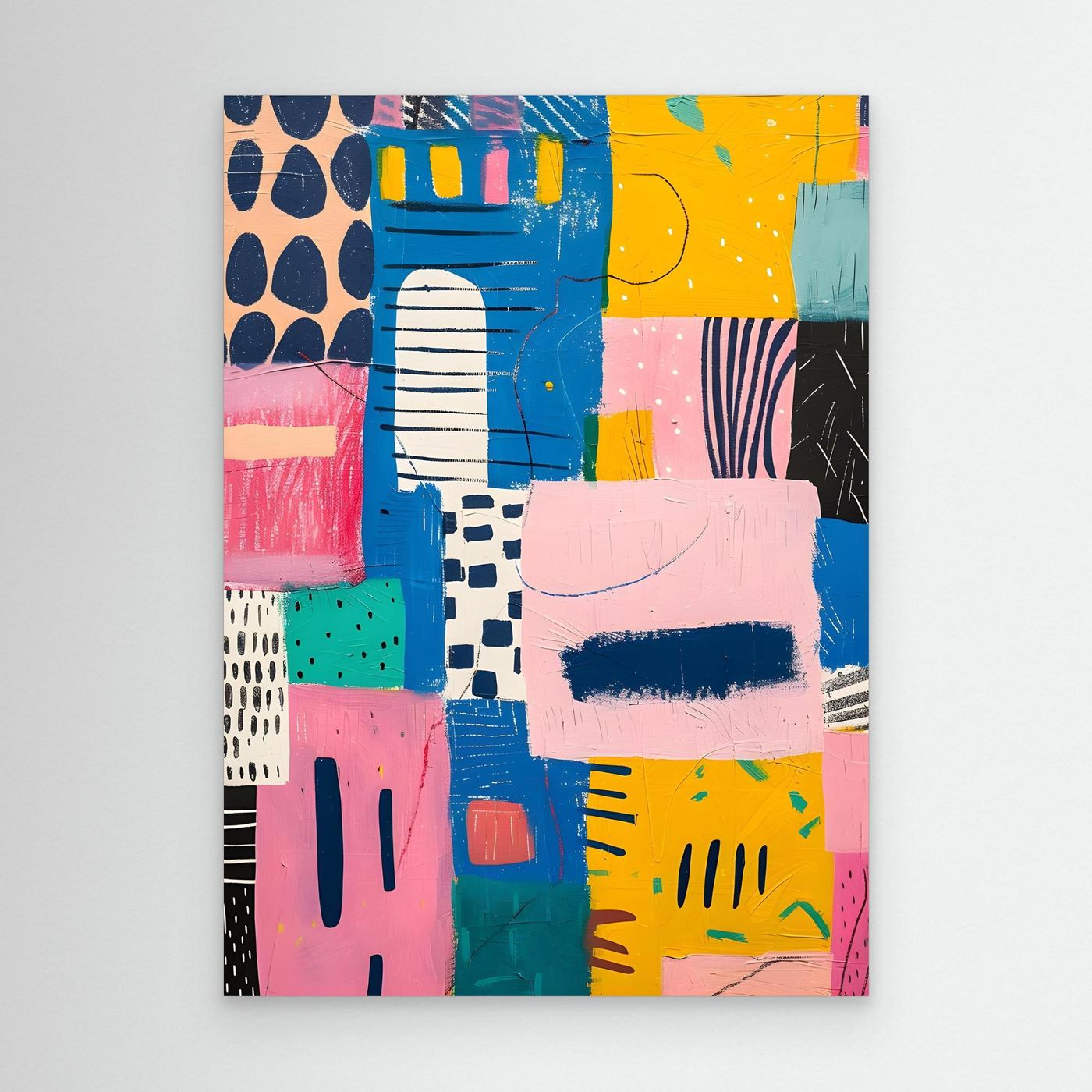Colorful Geometric Patchwork Abstract Canvas