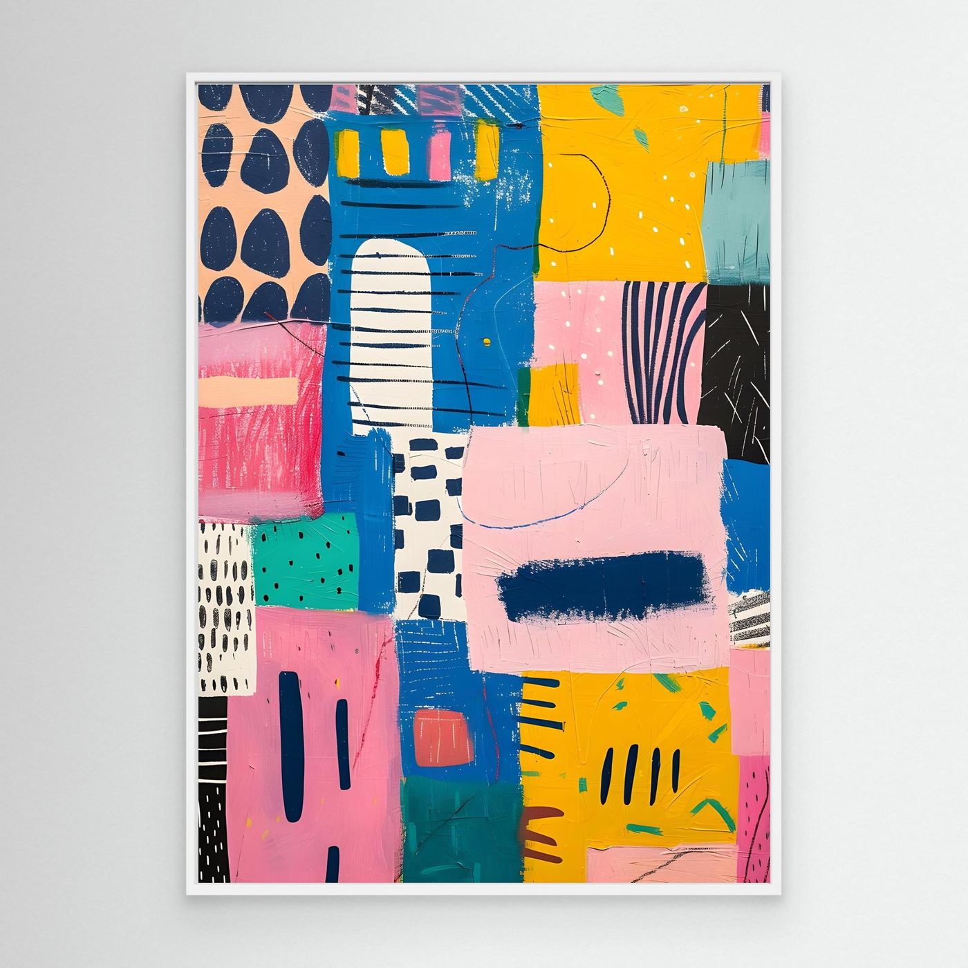 Colorful Geometric Patchwork Abstract Canvas
