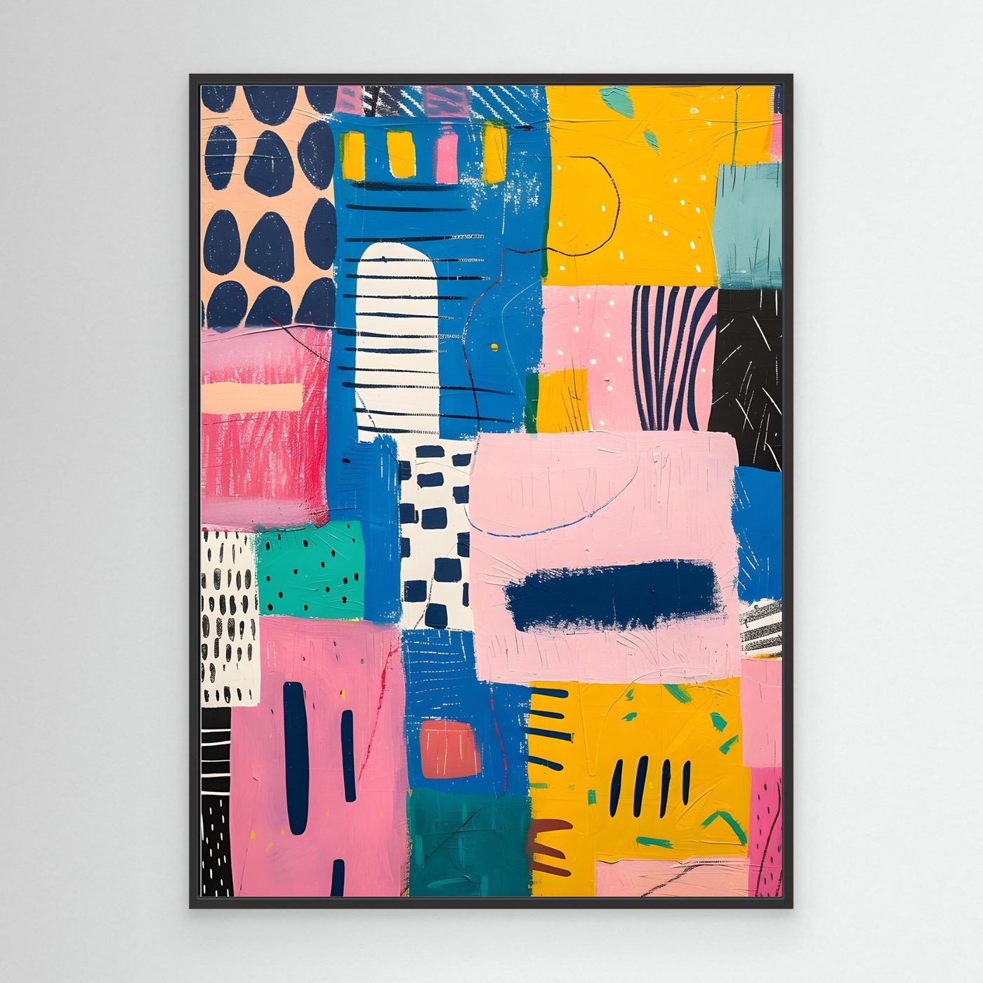 Colorful Geometric Patchwork Abstract Canvas