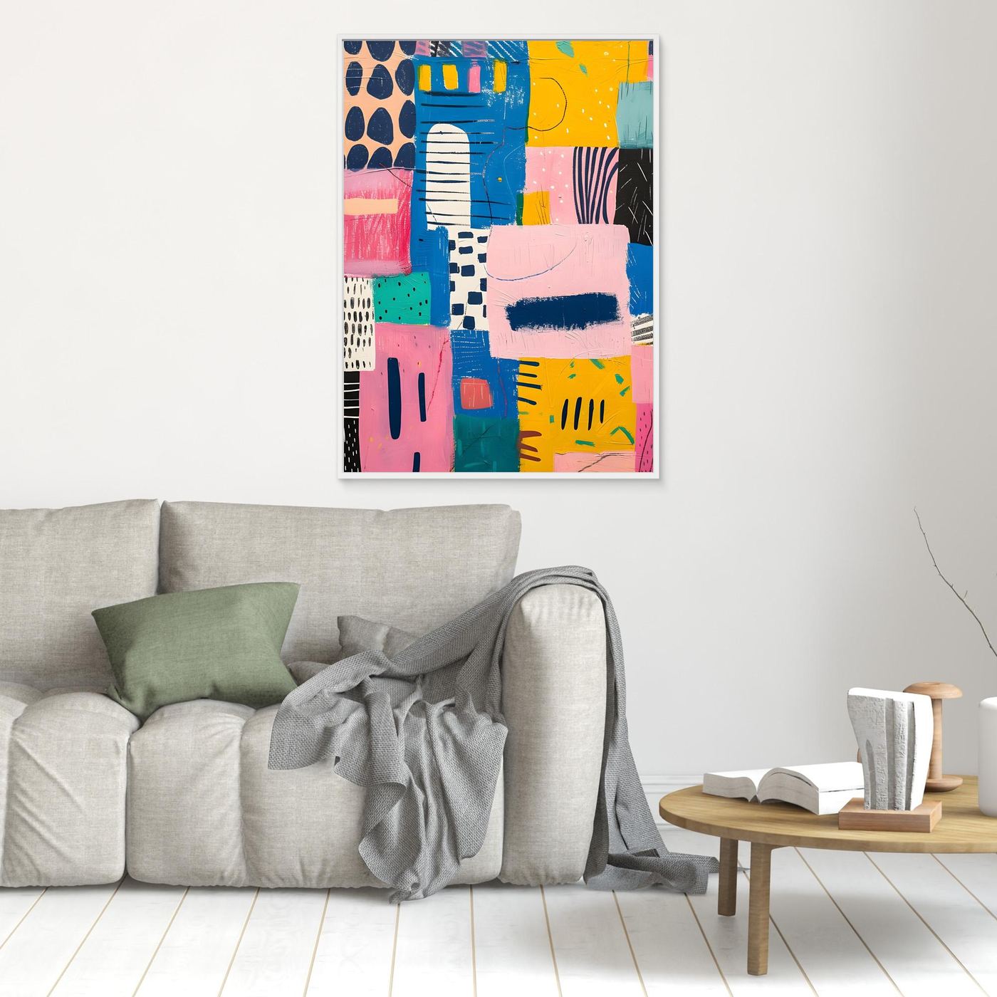 Colorful Geometric Patchwork Abstract Canvas