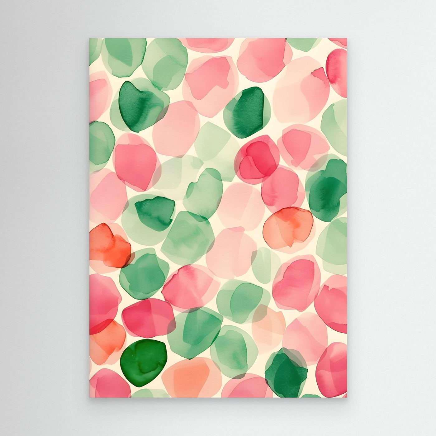 Abstract Watercolor Pink and Green Organic Shapes Pattern