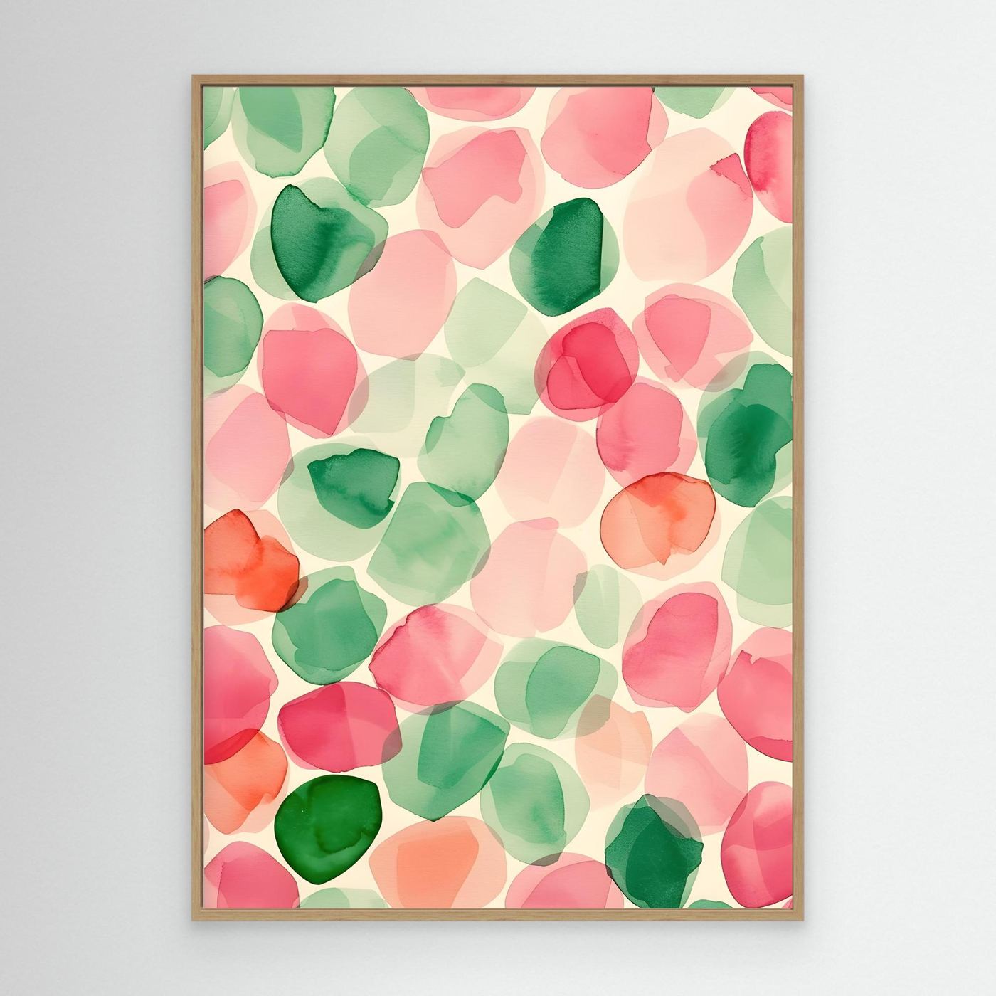 Abstract Watercolor Pink and Green Organic Shapes Pattern