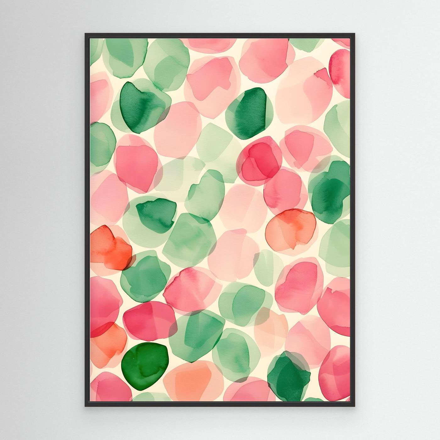 Abstract Watercolor Pink and Green Organic Shapes Pattern