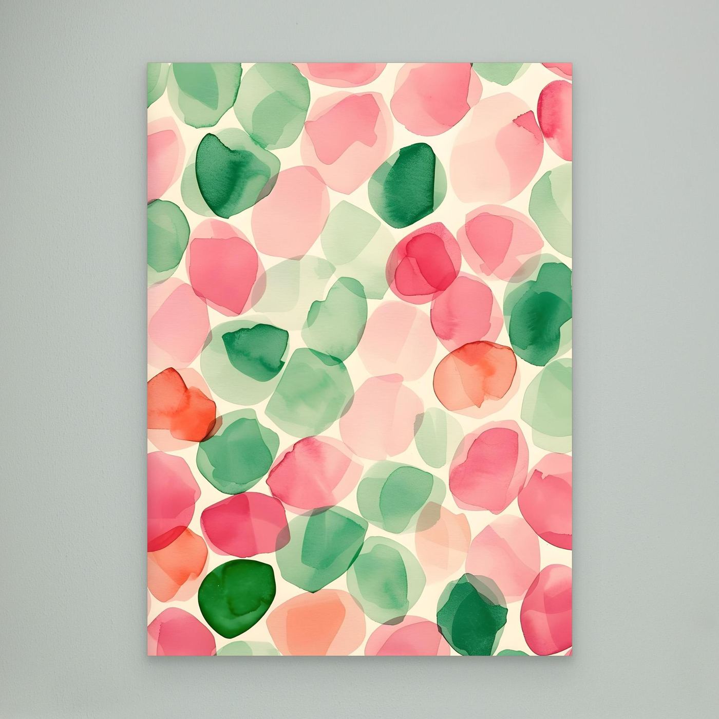 Abstract Watercolor Pink and Green Organic Shapes Pattern