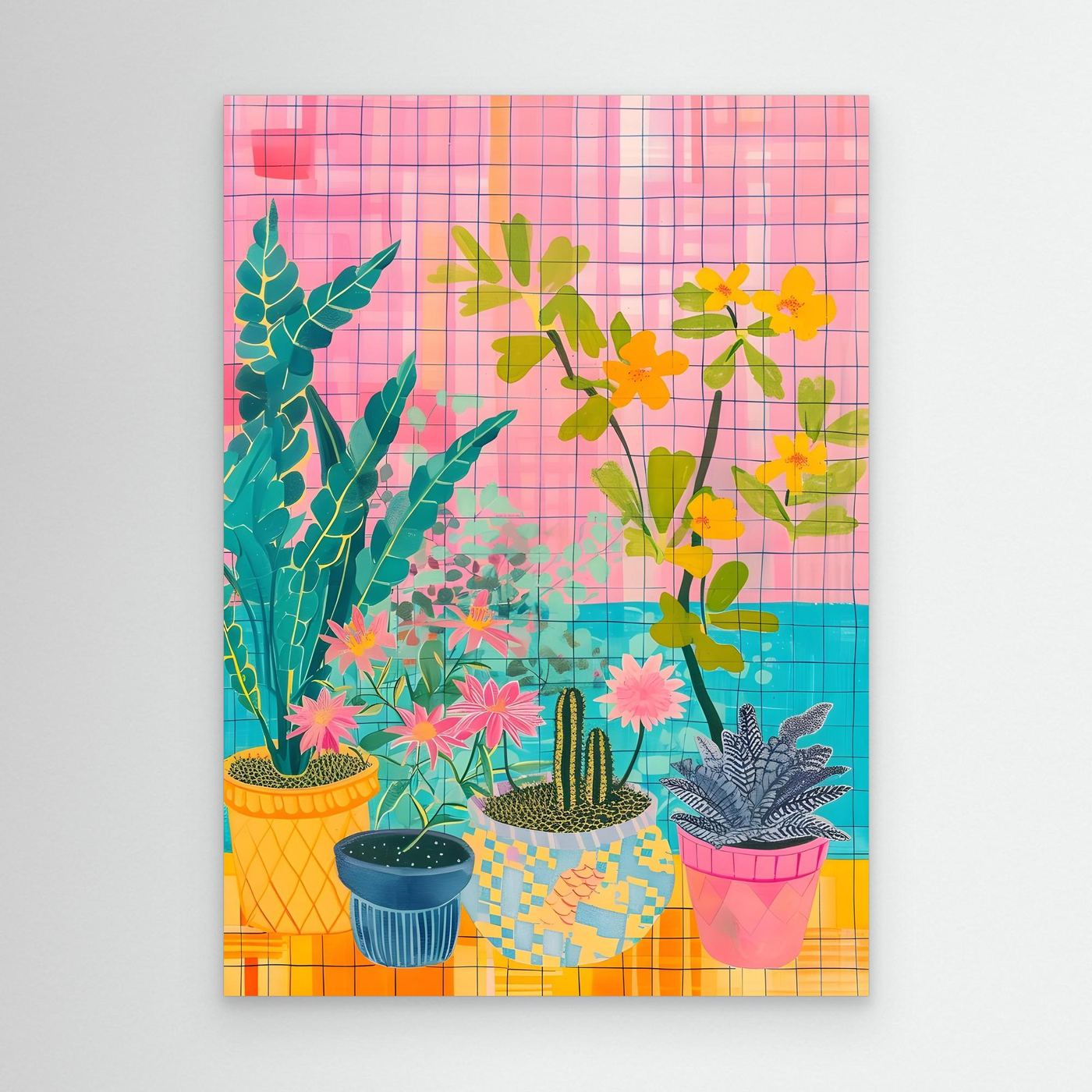 Colorful Tropical Botanical Garden with Decorative Potted Plants