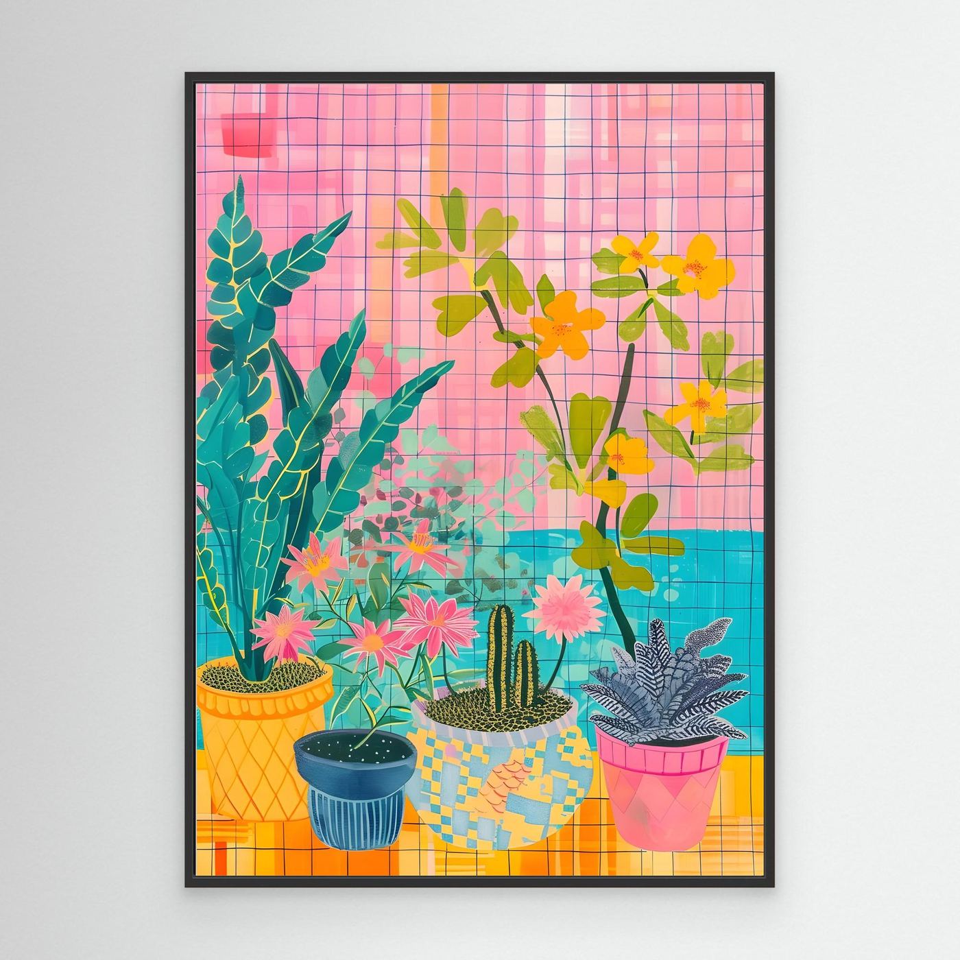 Colorful Tropical Botanical Garden with Decorative Potted Plants