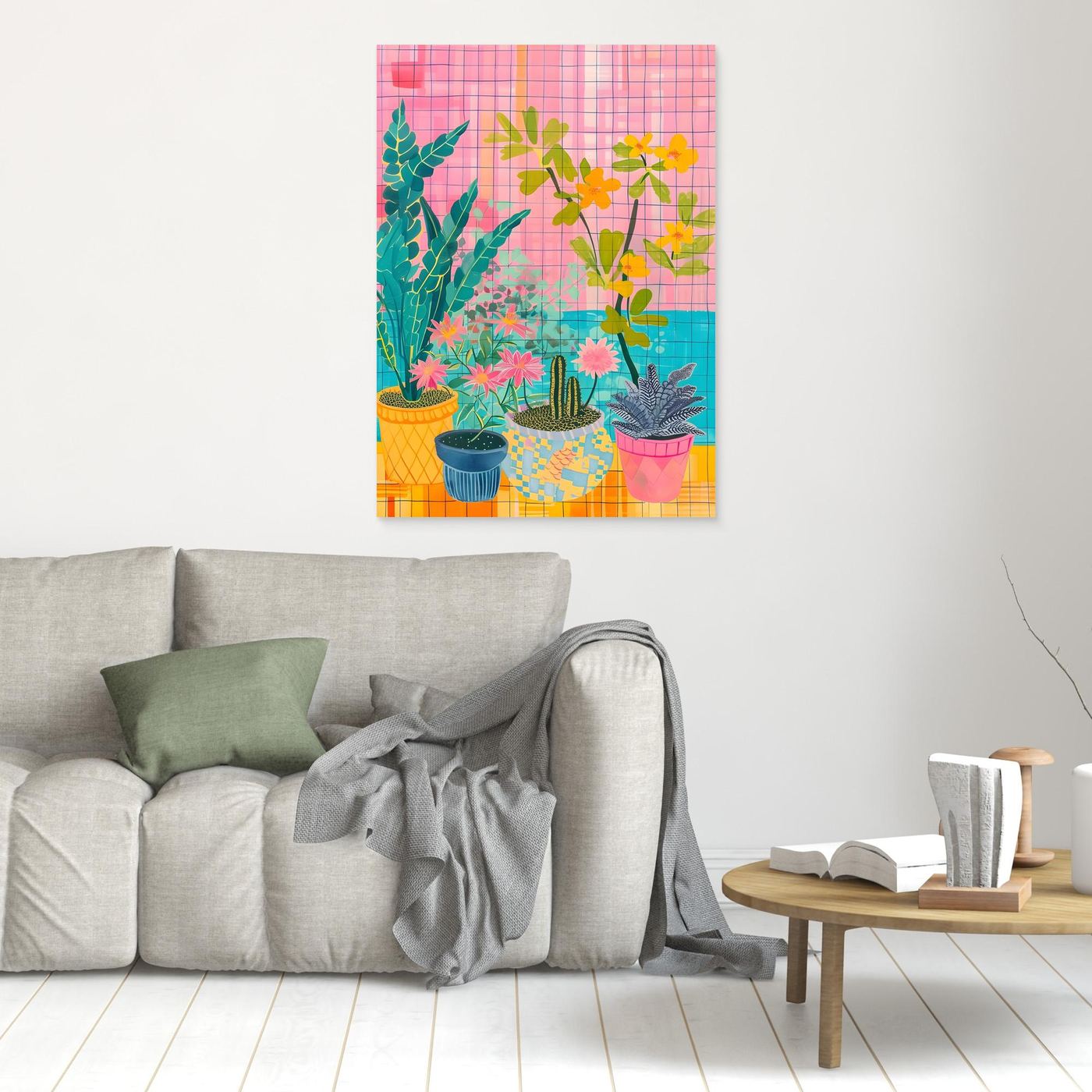 Colorful Tropical Botanical Garden with Decorative Potted Plants