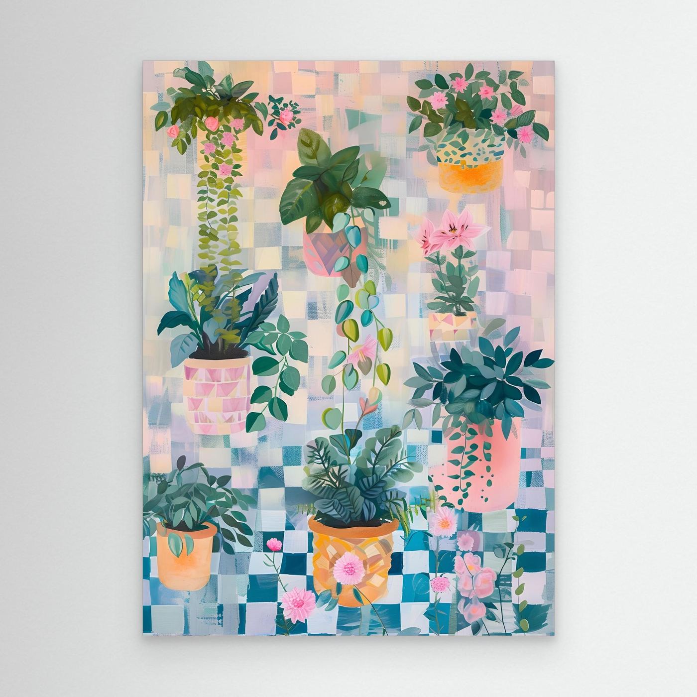 Modern Colorful Abstract Brushstroke Painting with Geometric Elements