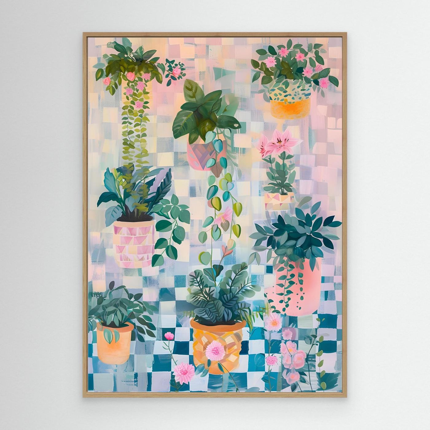 Modern Colorful Abstract Brushstroke Painting with Geometric Elements