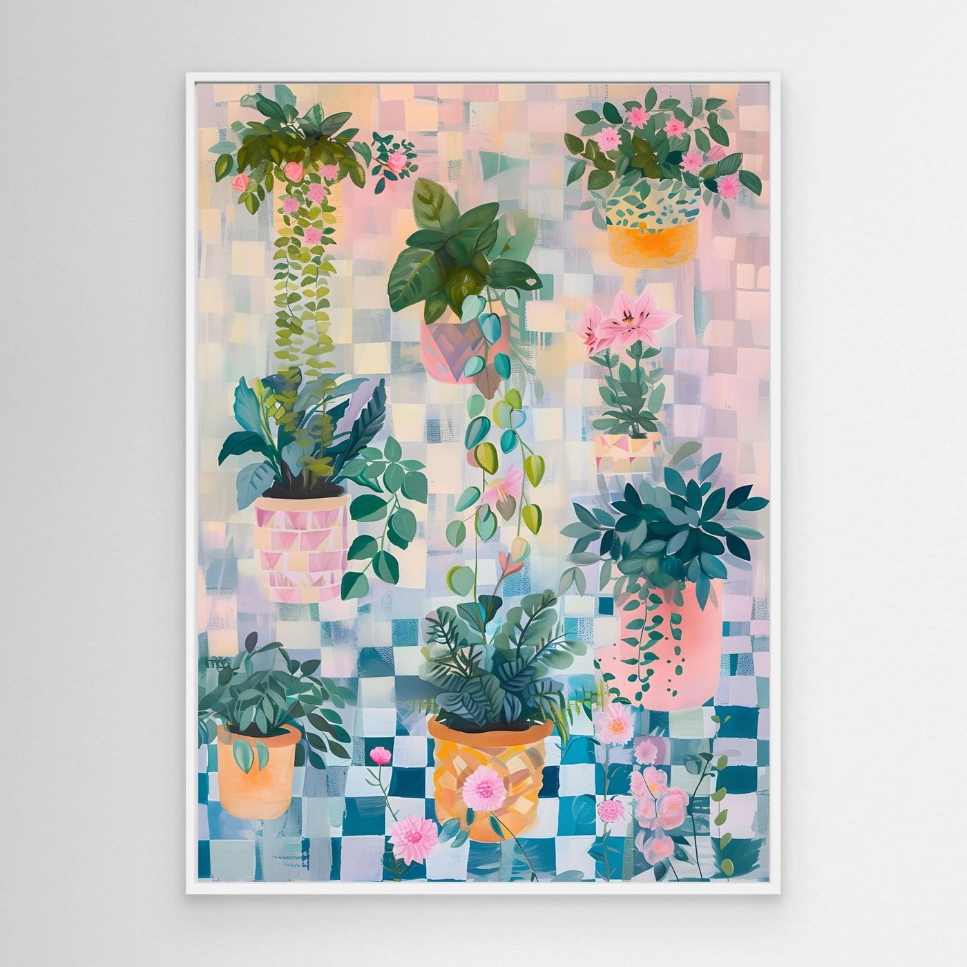 Modern Colorful Abstract Brushstroke Painting with Geometric Elements