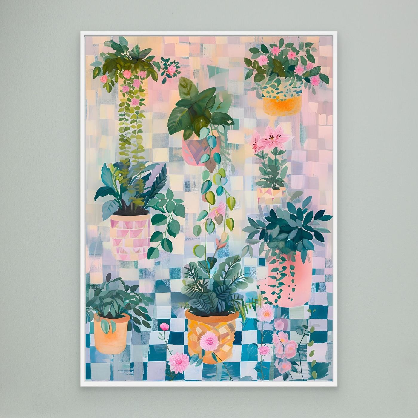 Modern Colorful Abstract Brushstroke Painting with Geometric Elements