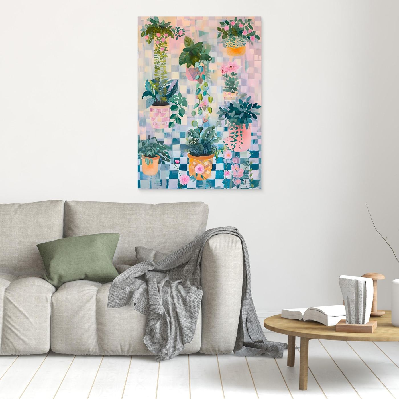 Modern Colorful Abstract Brushstroke Painting with Geometric Elements