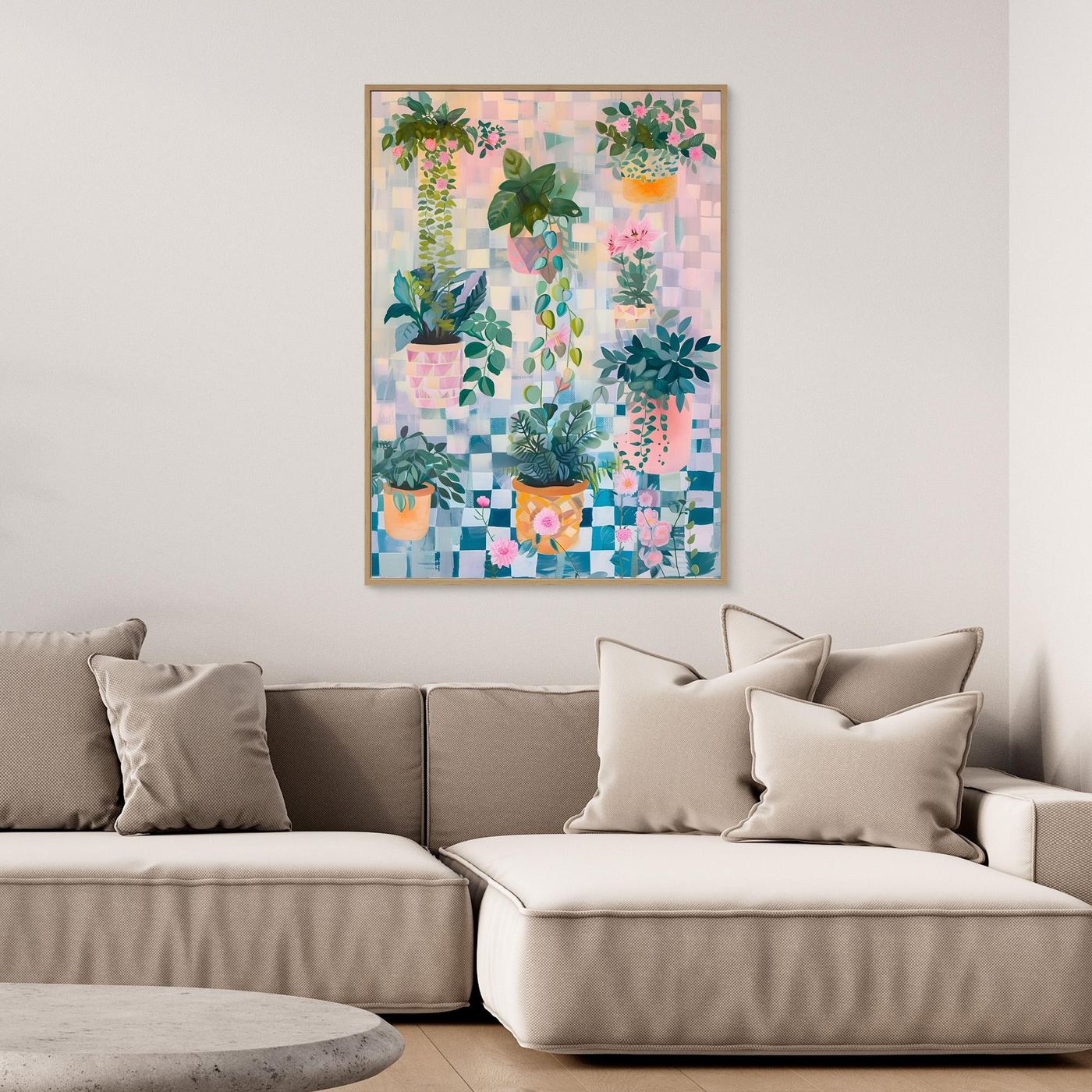 Modern Colorful Abstract Brushstroke Painting with Geometric Elements