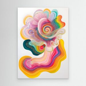 Rainbow Fluid Abstract Digital Art with Colorful Flowing Shapes