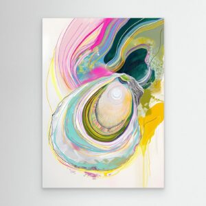 Contemporary Oyster Inspired Abstract Artwork with Flowing Organic Lines