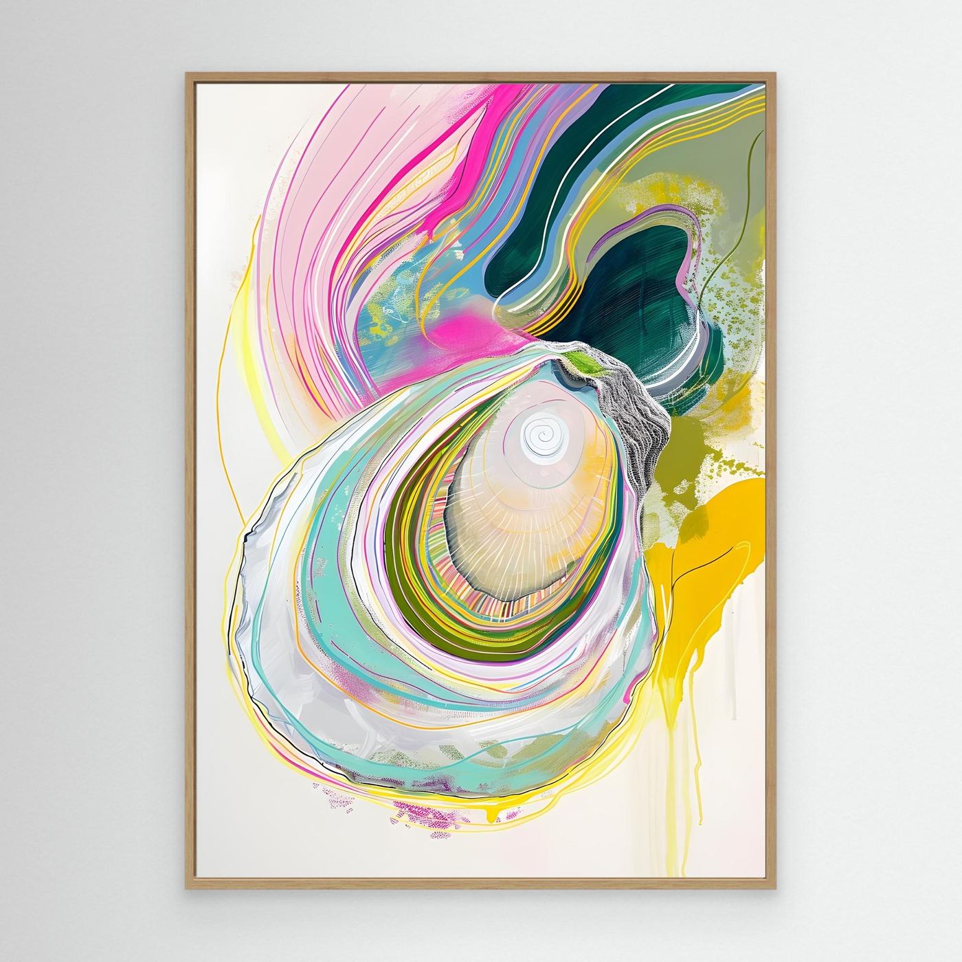 Contemporary Oyster Inspired Abstract Artwork with Flowing Organic Lines