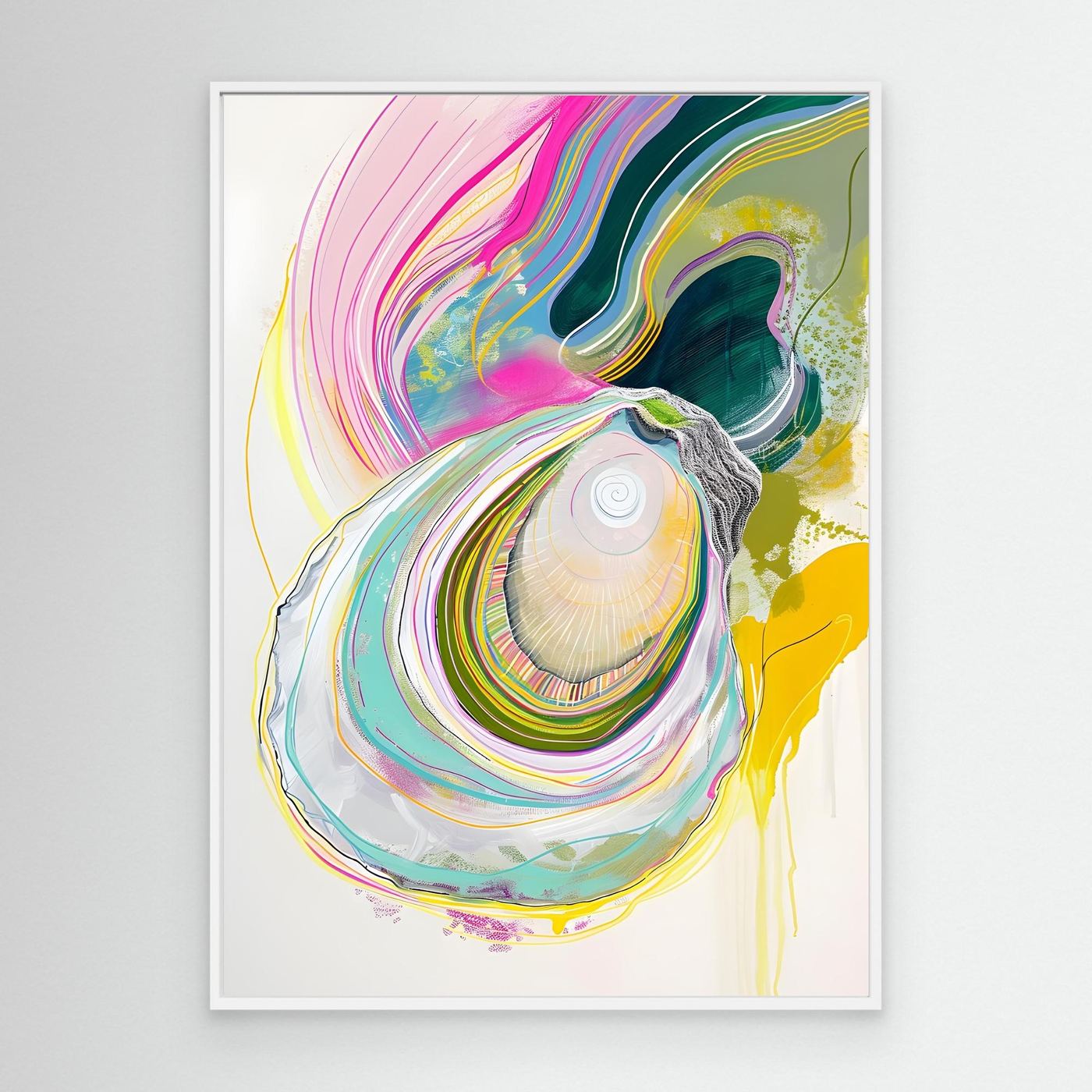Contemporary Oyster Inspired Abstract Artwork with Flowing Organic Lines