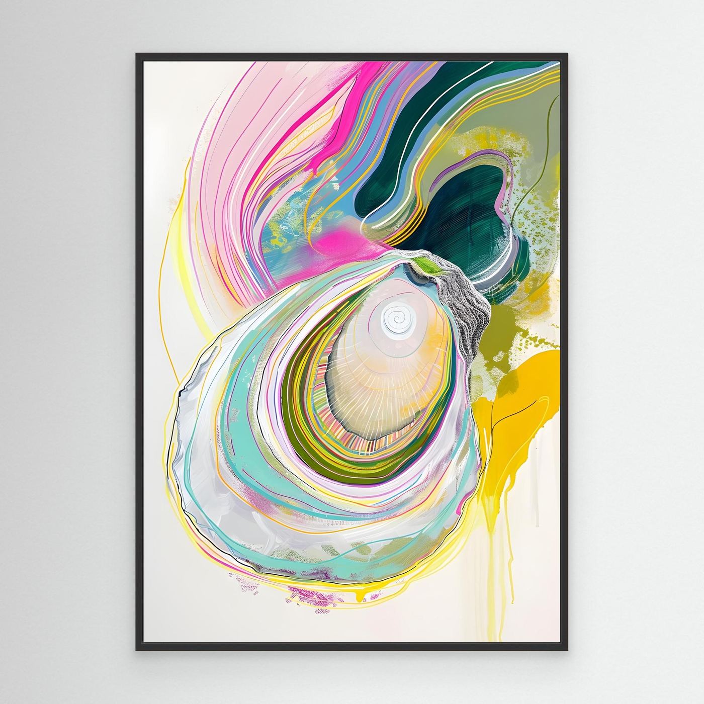 Contemporary Oyster Inspired Abstract Artwork with Flowing Organic Lines