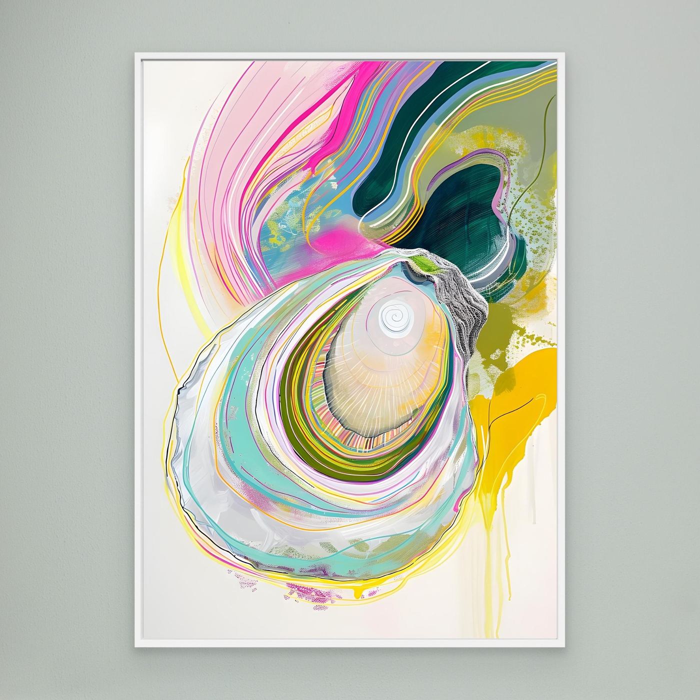 Contemporary Oyster Inspired Abstract Artwork with Flowing Organic Lines