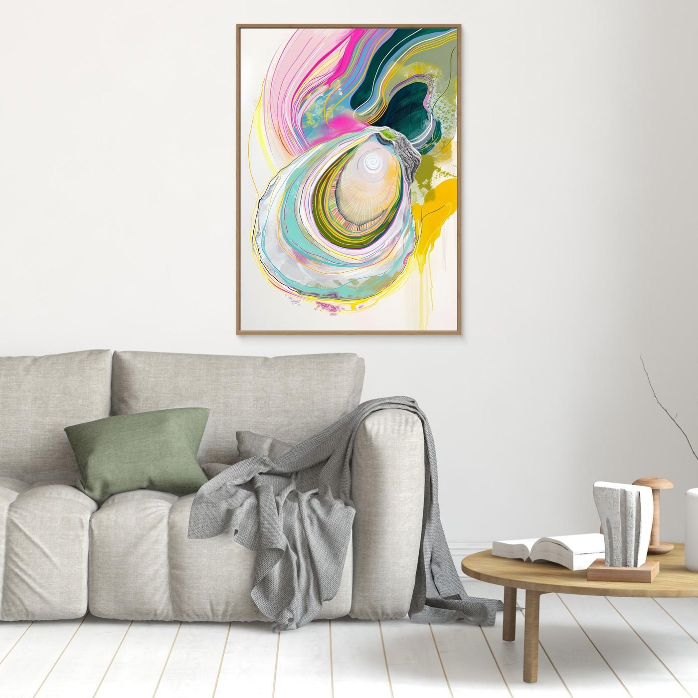 Contemporary Oyster Inspired Abstract Artwork with Flowing Organic Lines