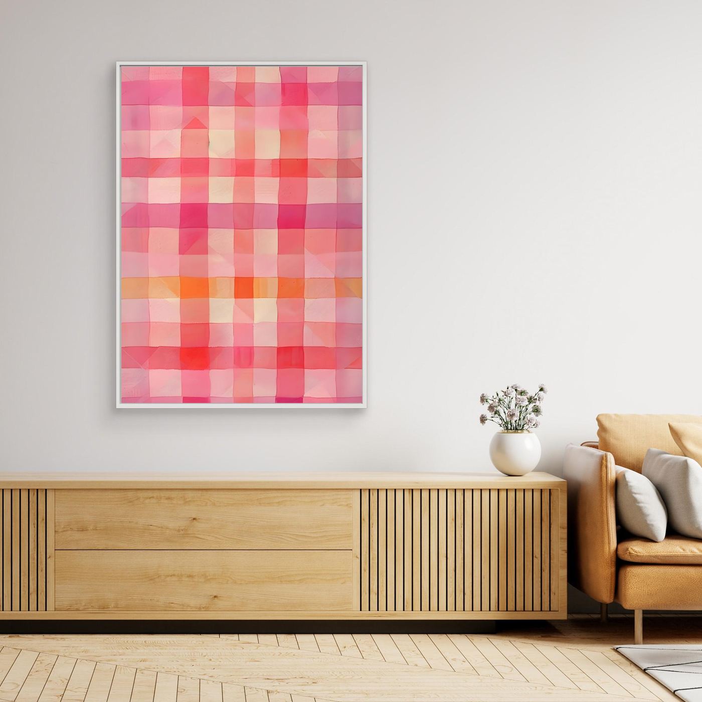 Soft Pink Watercolor Plaid Abstract Background Pattern