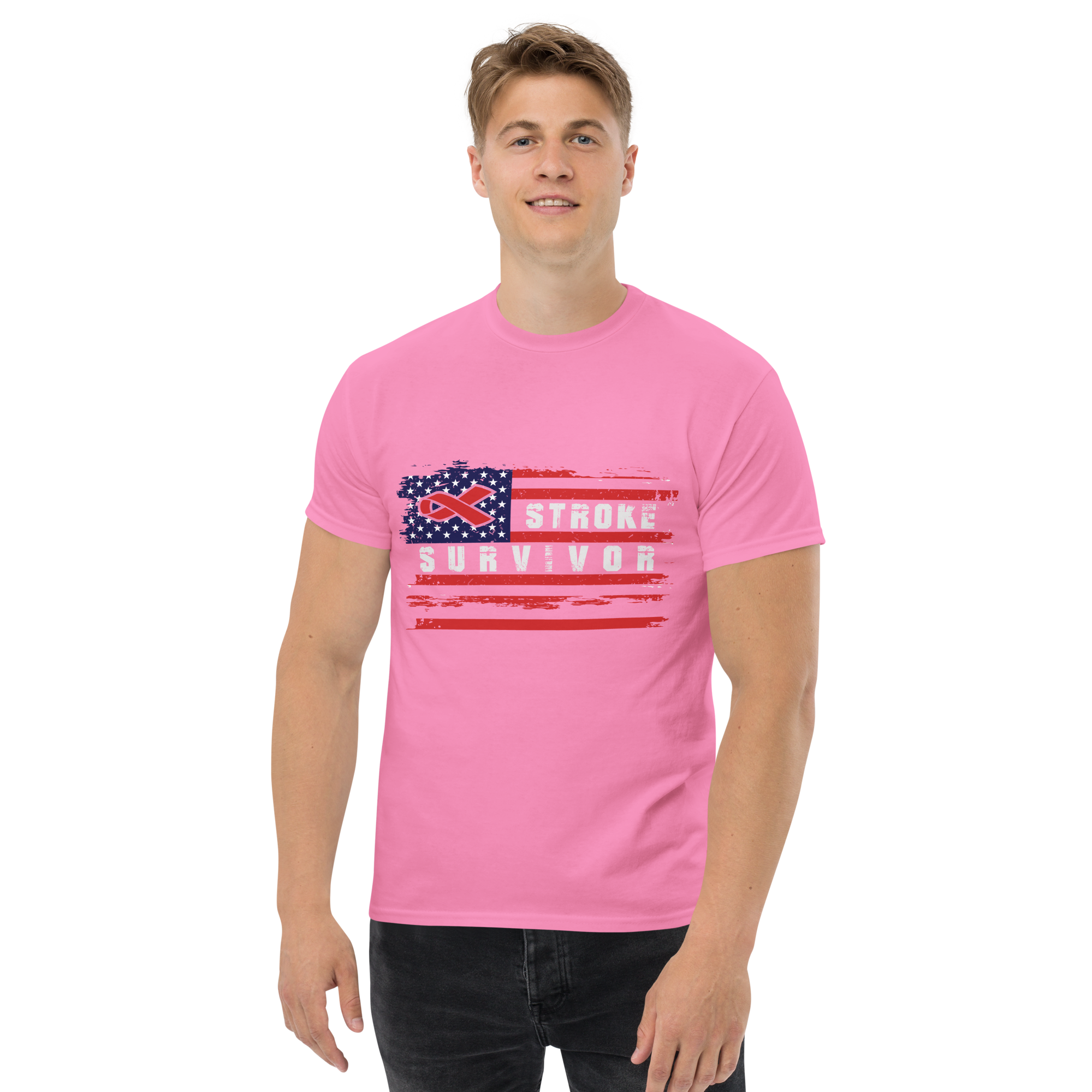 American Flag Stroke Survivor Awareness Unisex classic t- shirt - Image 5