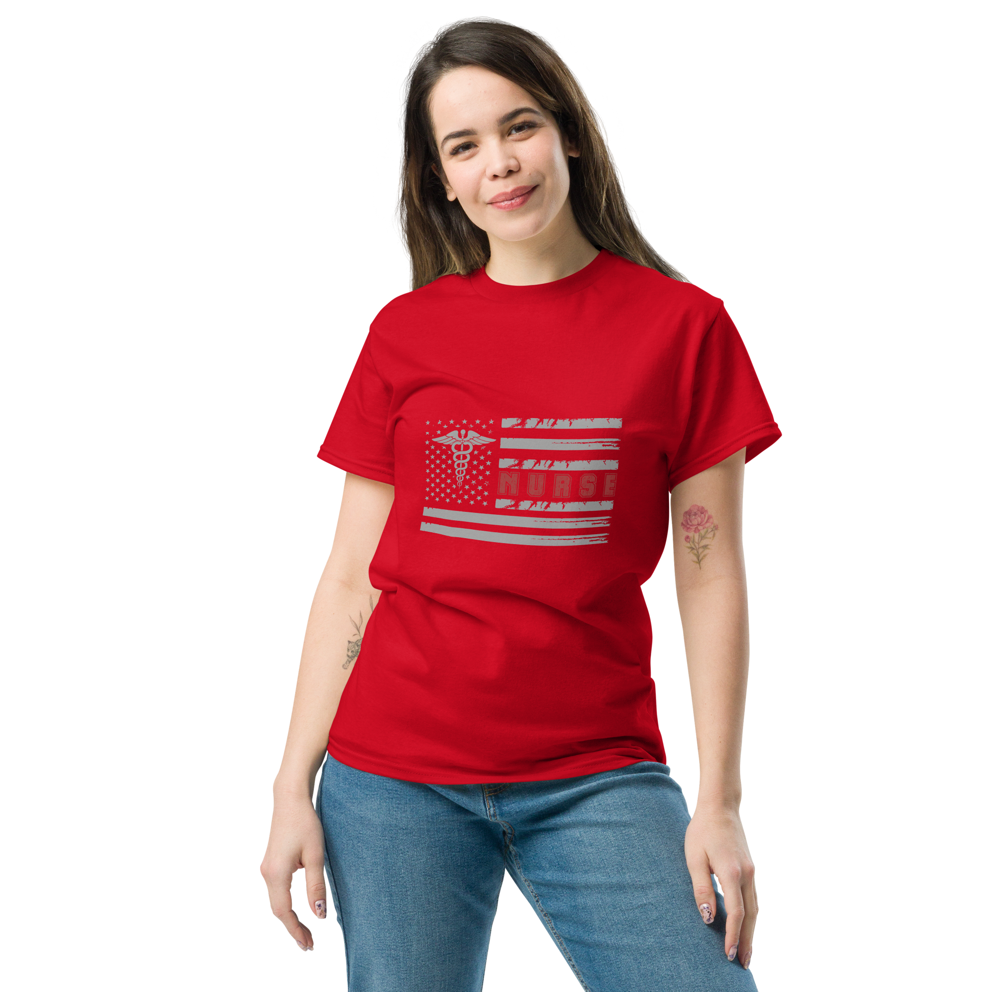 USA Nurse American Flag Healthcare Worker Unisex classic t- shirt - Image 2