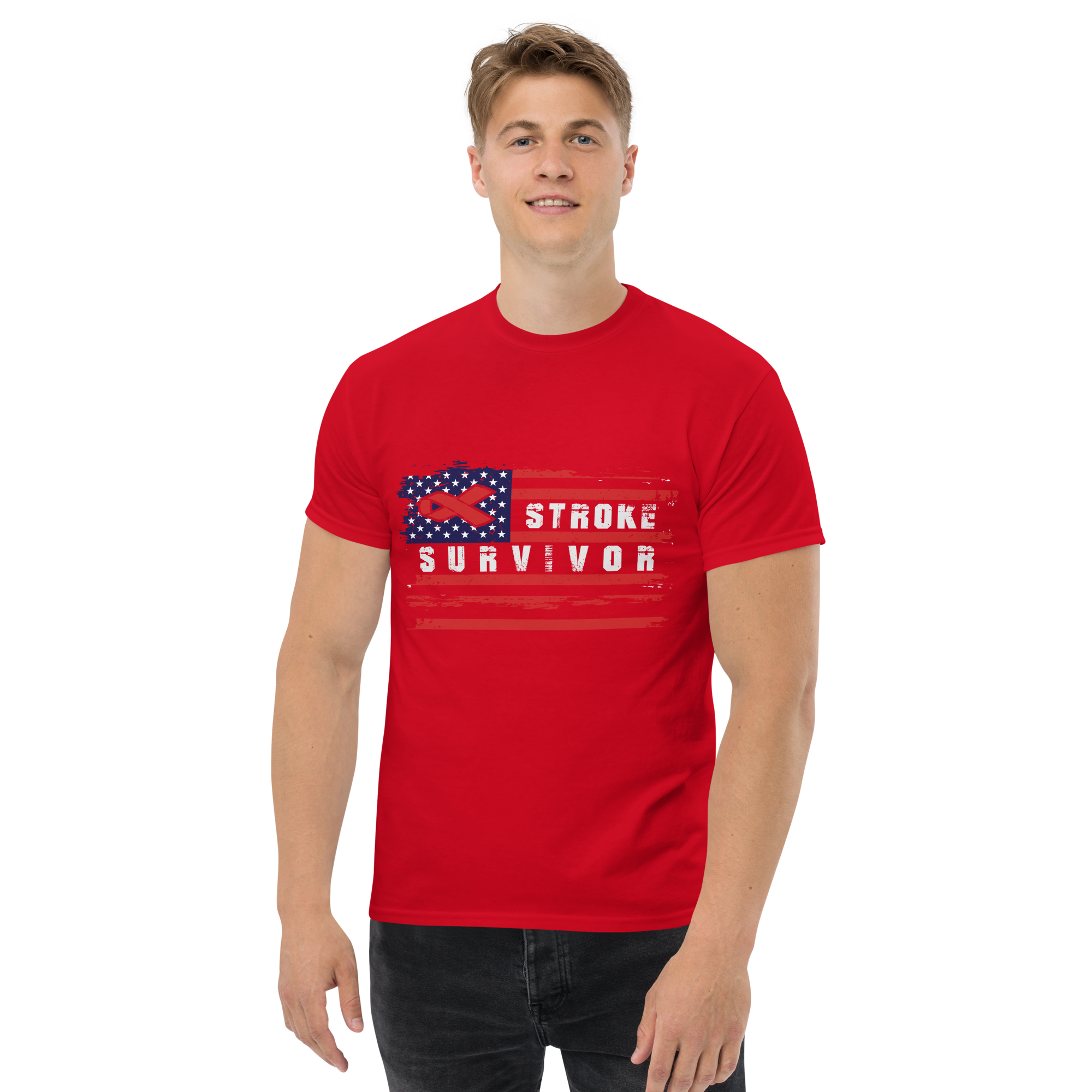 American Flag Stroke Survivor Awareness Unisex classic t- shirt - Image 2
