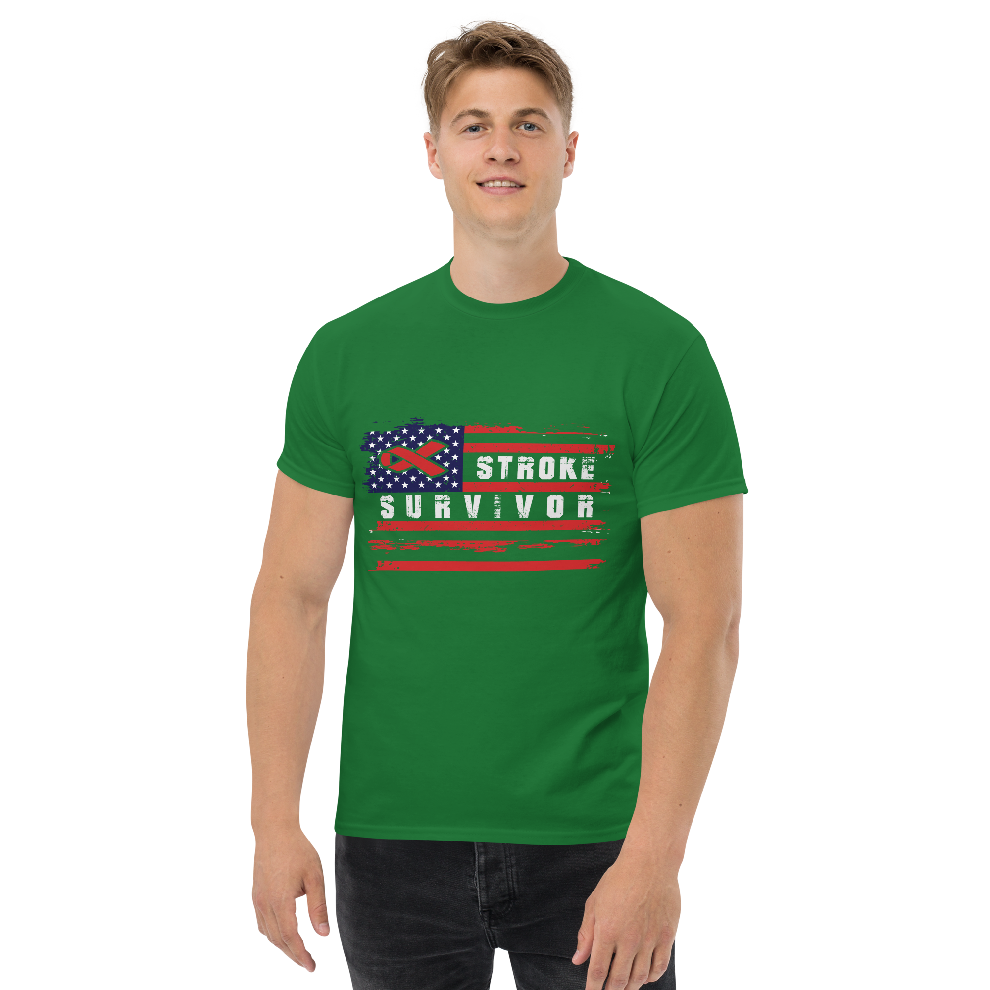 American Flag Stroke Survivor Awareness Unisex classic t- shirt - Image 4