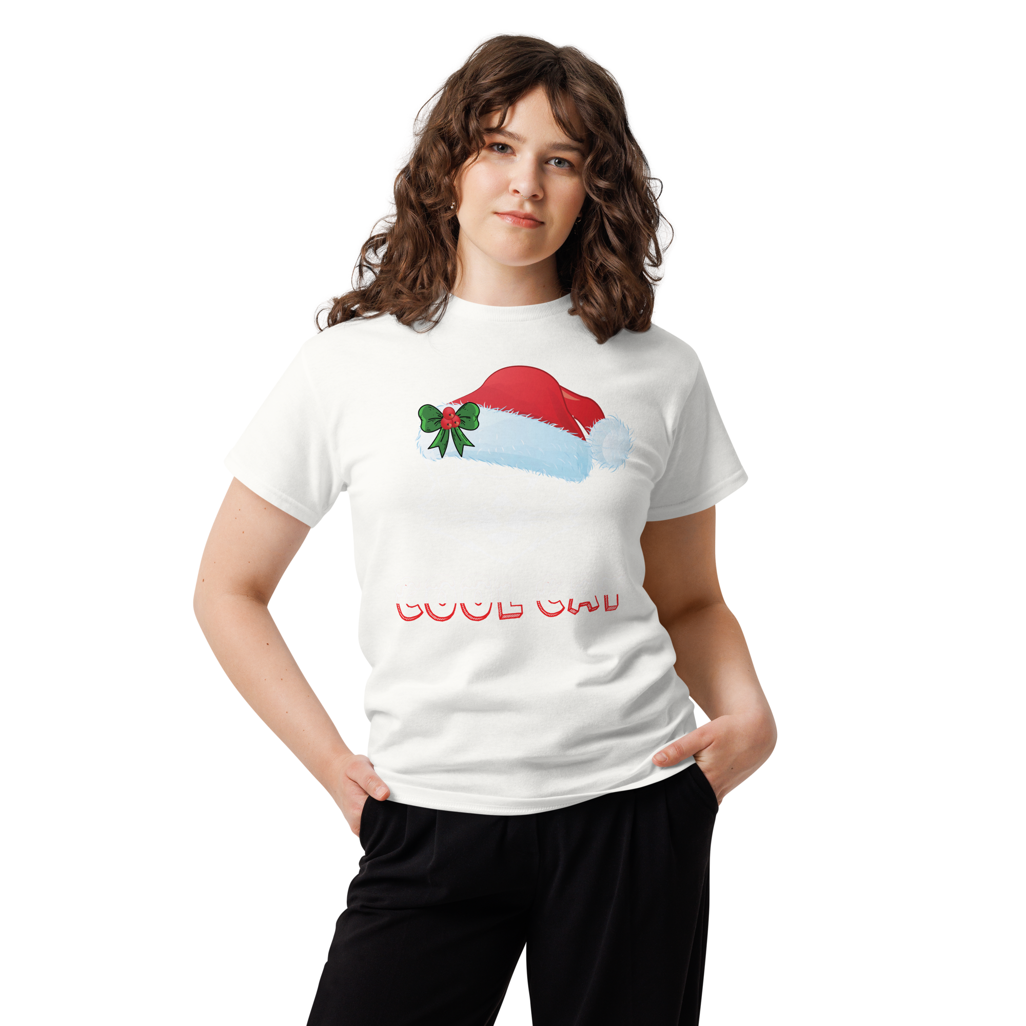 Cool Cat Christmas Santa Hat Unisex classic t-shirt - Image 6