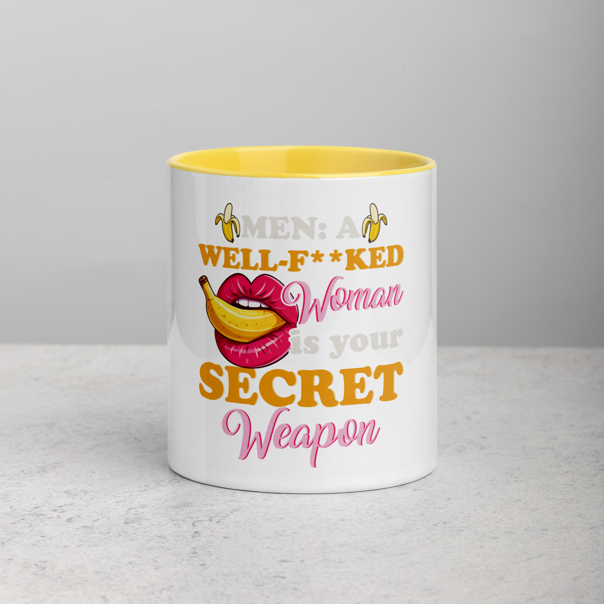 MEN: A WELL-F**KED Woman is your SECRET Weapon White Glossy Mug - Image 3